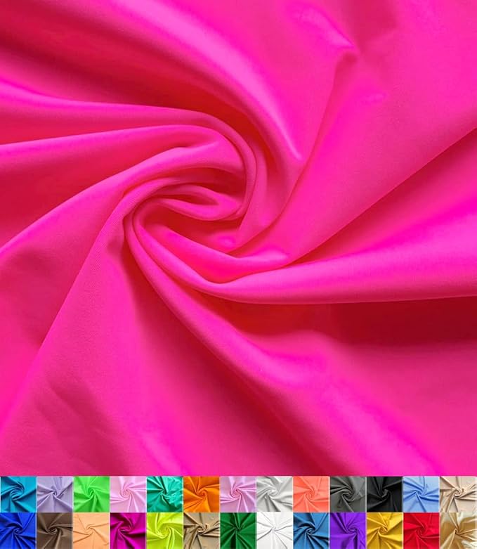 Nylon Spandex Fabric | 80% Nylon, 20% Spandex | Swimwear, Activewear Fabric | 4-Way Stretch | Sports, Dance, Yoga (Neon Pink, 2 Yard)