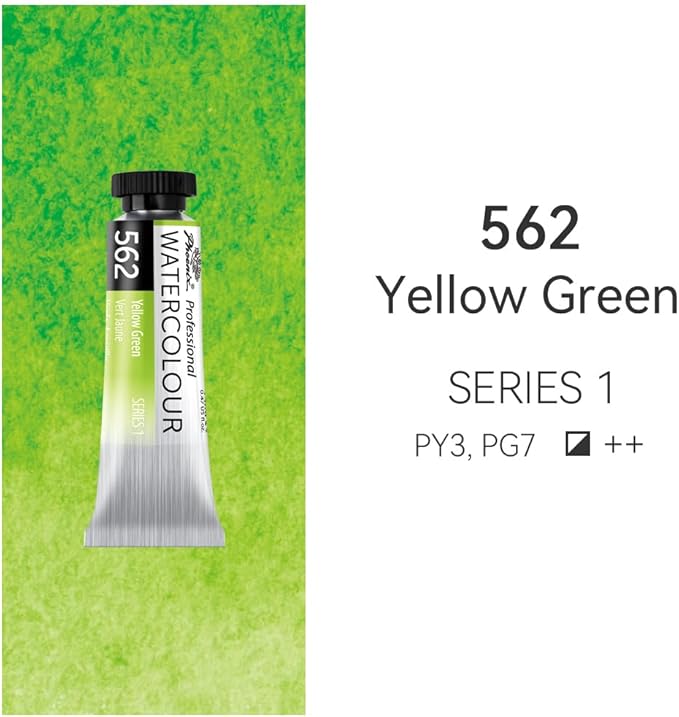 PHOENIX Professional Watercolor Paint Single Tube - 0.47 Fl Oz / 14ml - Yellow Green