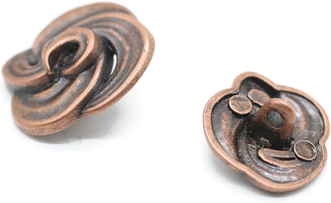 Antique Copper Metal Shank Buttons - 12 Pcs - 3 Size Options - Floral Metal Shank Buttons Vintage for Men Women Blazer Coat Uniform Shirt Suit and Jacket Sewing Craft DIY N23502