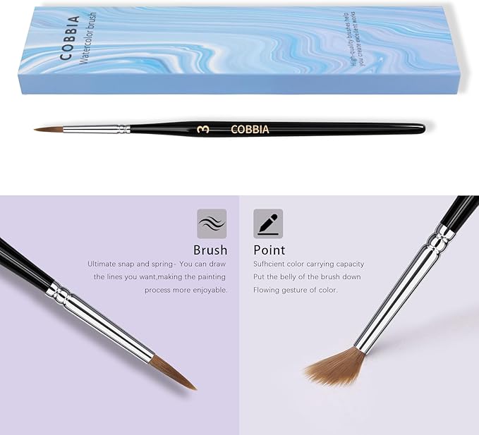 Paint Brushes Set-Sable Watercolour Brushes Round Point Tip Paint Brush Set for Watercolor, Acrylic, and Oil Painting