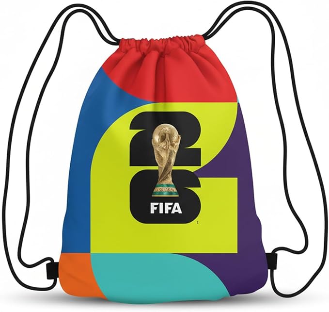 FIFA World Cup DIY Drawstring Backpack Kit – Soccer Fan Sewing Craft Project – Includes 24" x 43" Multicolor Canvas Panel, 12ft Nylon Paracord & Instructions – Create a 17" x 13" Handmade Sports Bag