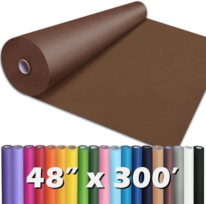 PerkHomy Coffee Kraft Paper Roll 48" x 3,600" (300') for Gift Wrapping Bouquet Flower Art Painting Craft Writing Packaging Shipping 80GSM 55LB (Coffee, 48" x 300')