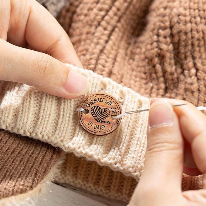 callie Personalized Wooden Button, Custom Name Sewing Labels for Handmade Items, Gifts for Mom Grandma Knitting Crafts Crocheting Lovers, 10Pcs - 200Pcs