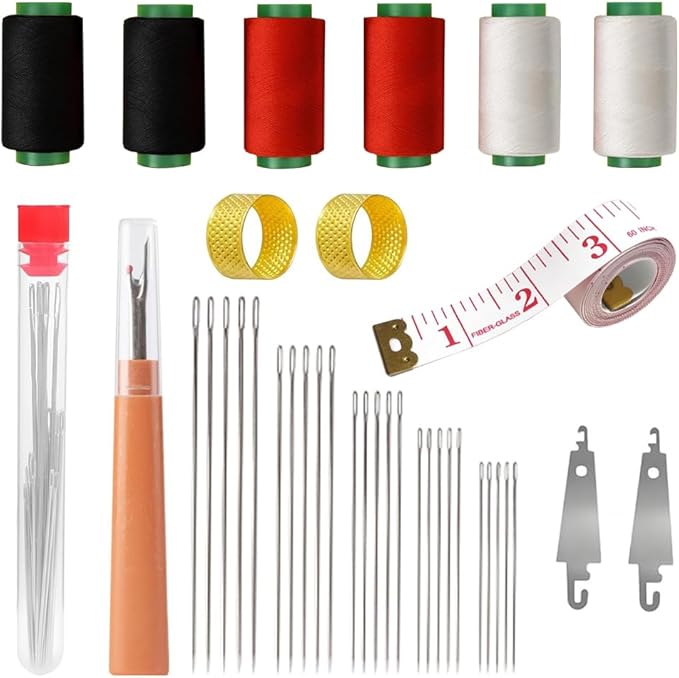 38-Piece Large-Eye Steel Sewing Needle Set, Sewing Supplies, Handmade Sewing Kit, Includes Sewing Needles, Thread, Seam Ripper, Needle Threader, Thimble, Tape Measure