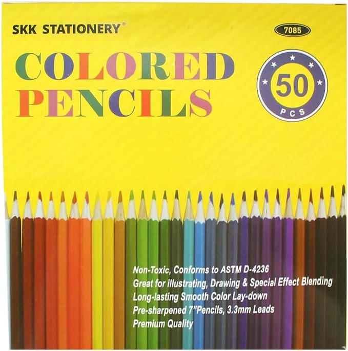 SKKSTATIONERY 50Pcs Colored Pencils,50 Vibrant Colors, Drawing Pencils for Sketch, Arts, Coloring Books, Back to school Christmas Gifts