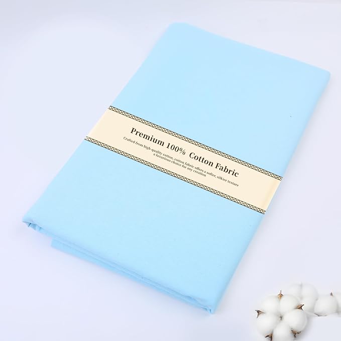 Cotton Fabric Natural Cotton Poplin Fabric by The Yard 100% Cotton, 59 Inches Wide Soft Embroidery Fabric Material for Quilting, Sewing, Crafts, Binding, Backing and Lining (Baby Blue, 3 Yard)