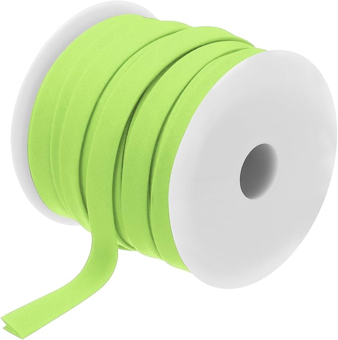 MECCANIXITY 1/2 Inch Double Fold Bias Tape Polyester Continuous Bulk Bias Tape for Sewing,Seaming Quilting Hemming Binding Crafts (Fluorescent Green 25 Yards)