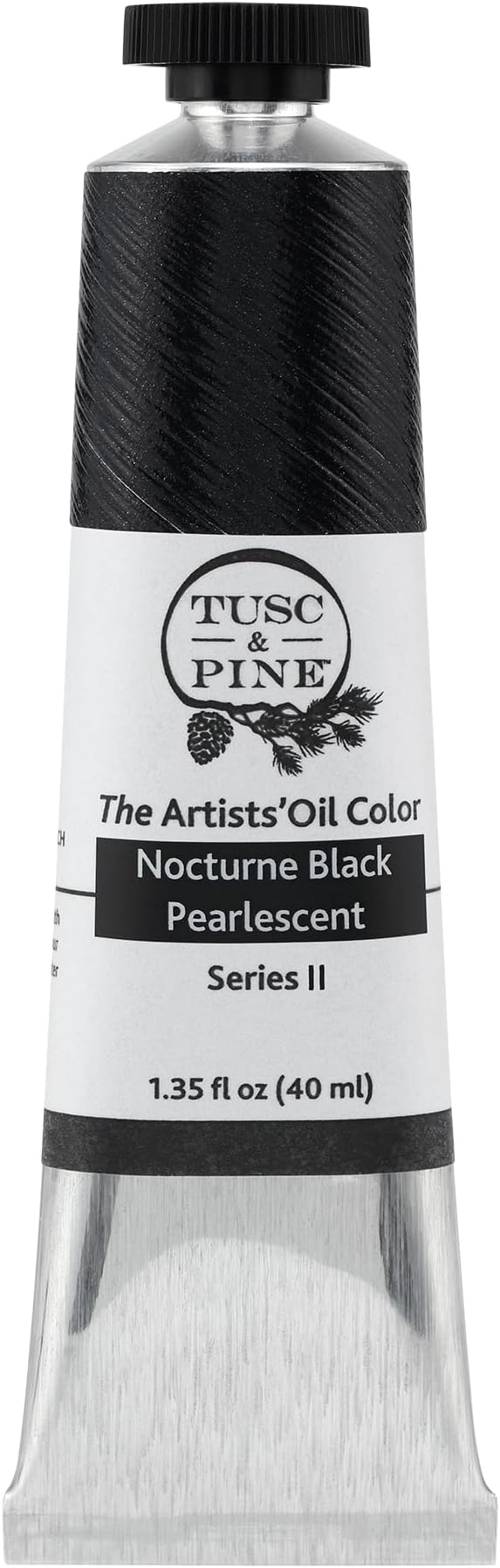 Tusc & Pine Artist Oil Paint - Nocturne Black Pearlescent, 40 ml, Non-Yellowing, Rich & Creamy Consistency, Maximum Pigment Load, Small Batch Milled Oil Paints Made in the USA for Professional Artists