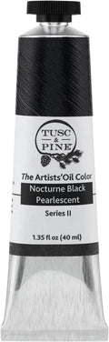 Tusc & Pine Artist Oil Paint - Nocturne Black Pearlescent, 40 ml, Non-Yellowing, Rich & Creamy Consistency, Maximum Pigment Load, Small Batch Milled Oil Paints Made in the USA for Professional Artists