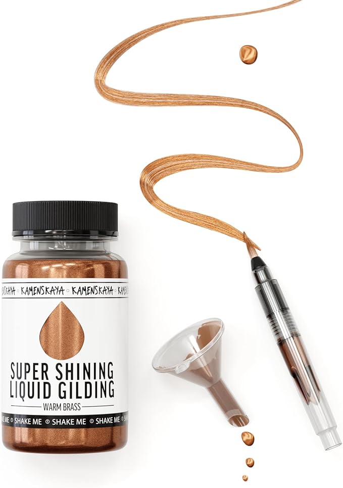 Liquid Gold Leaf Paint - Alcohol Based Fast Drying Warm Brass Liquid Leaf, 3.38 fl oz (100 ml)