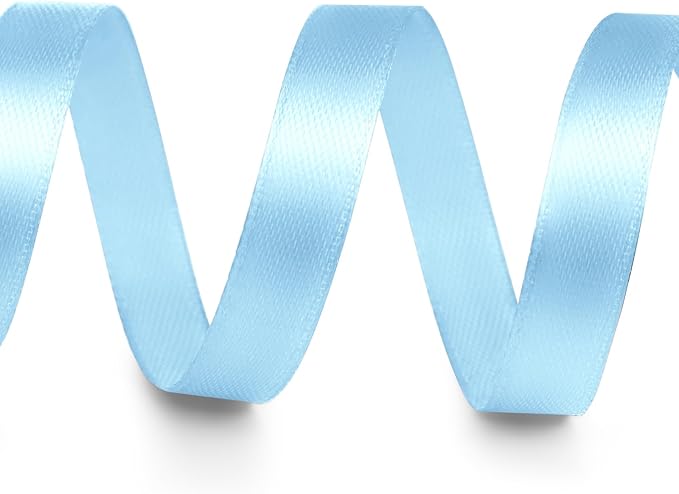 3/8" x 100 Yards Satin Ribbon - Light Blue Silk Ribbon with Spool - Ideal for Gift Wrapping, Floral Bouquets, Crafts, Wedding Party Decorations, Christmas and Sewing Projects
