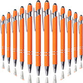 Ballpoint Pen with Stylus Tip, Soft Touch Click Metal Pen, 1.0mm Medium Point, Black Ink, 12 Count(Orange)