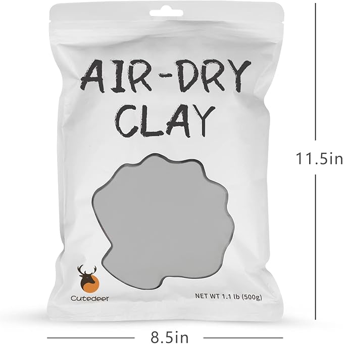 Cutedeer Gray Air Dry Clay, 1.1lb Foam Modeling Clay, Soft Squishy Molding for Kids Adults, Arts & Crafts Project Slime Supplies(1.1lb - 1 Pack, Grey)