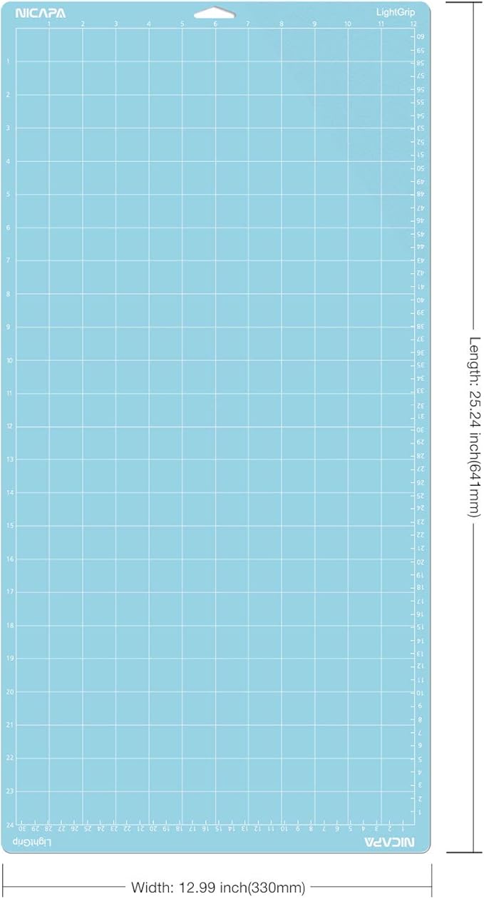 Nicapa Light Grip Cutting Mat for Cricut Maker 3/Maker/Explore 3/Air 2/Air/One (12x24 inch,3 Mats) Light Adhesive Sticky Blue Quilting Replacement Cut Mats