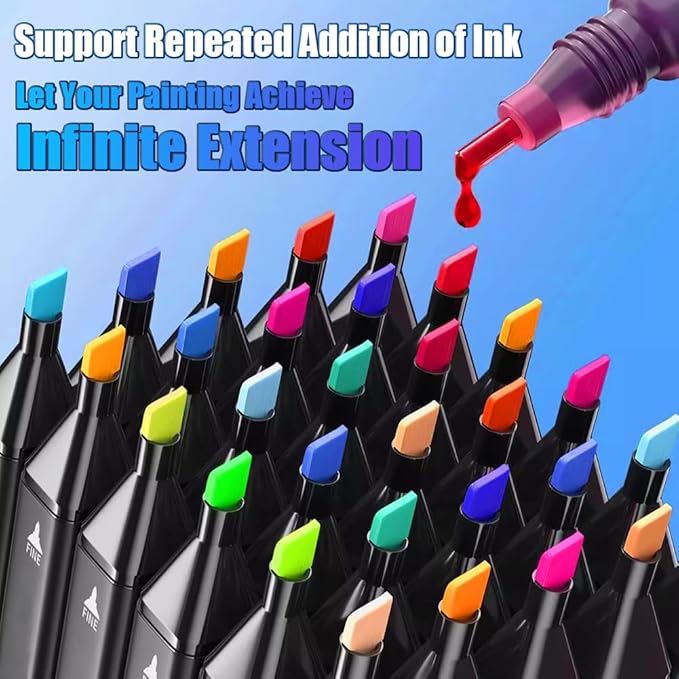 168 Colors Alcohol Markers, Dual Tip Permanent Art Markers with Black Suitcase, For Adults Coloring, Sketching, Card Making and DIY Patinting