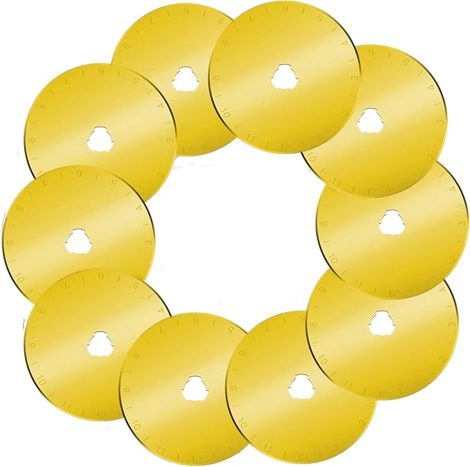 45mm Rotary Cutter Blades 10-Pack Replacement Blades Fits Fiskars, OLFA for Quilting Scrapbooking Sewing Arts & Crafts Sharp and Durable Cutter Blade