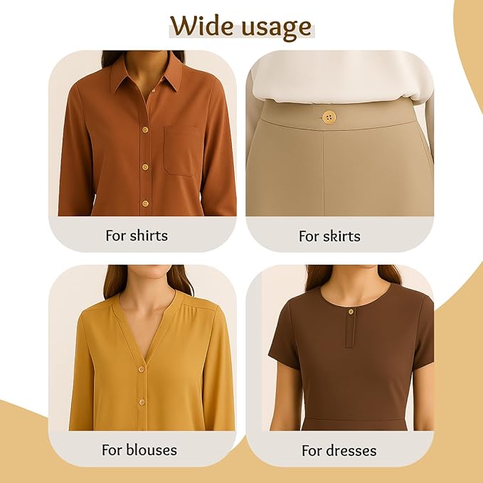 0.45 inch Tan Buttons for Sewing 100 Pcs Wood Color Buttons for Shirt 4 Hole 18L Beige Plastic Glossy 11mm for Work Uniforms School Outfits Aprons Pants Jackets Bags DIY Crafts Decorations
