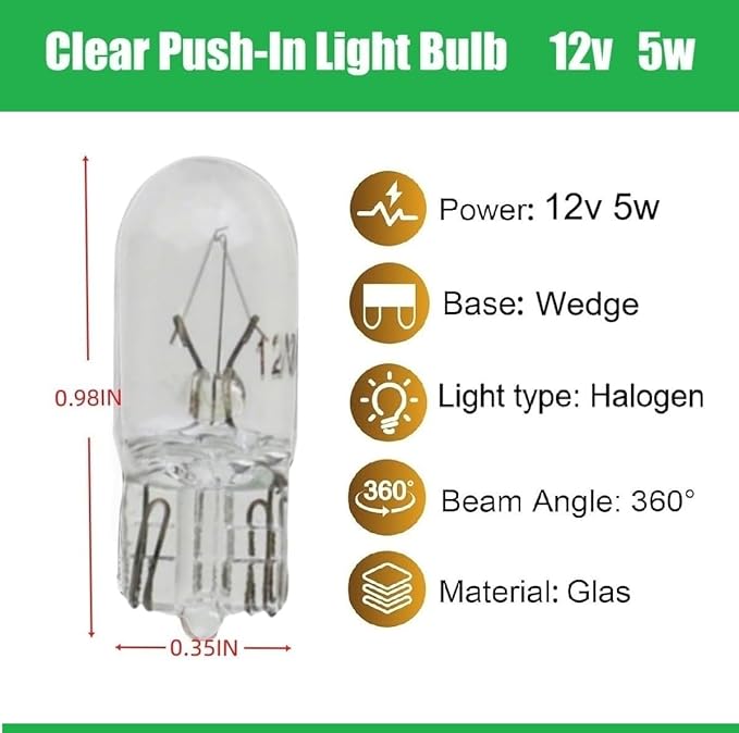 (2 PCS) 0075355000 Clear Sewing Machine Push-in Light Bulb 12V 5W fits for Bernina, Kenmore, Janome/New Home Sewing Machines
