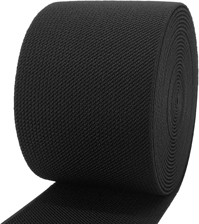 Black Wide Knit Elastic Band for Sewing 3 inch 5yards Double-Side Twill Woven Elastic Heavy Stretch Elastic Spool Band for Pants Waist-Wigs-Skirts-Craft-DIY Projects