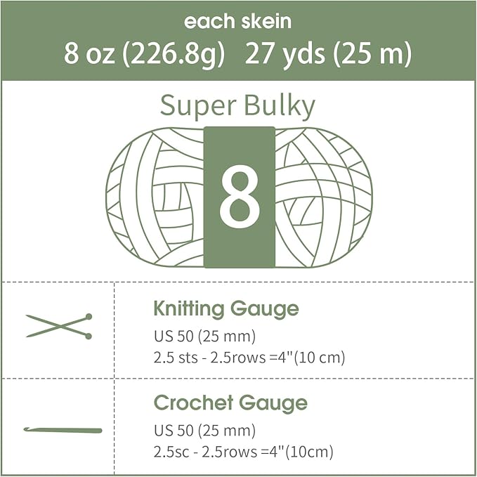 HOMBYS 12 Pack Chunky Yarn for Crocheting,Super Bulky Large Soft Fluffy Yarn,Plush Fuzzy Yarn,Thick Chenille Yarn for Hand Knitting/Arm Knitting,4 Cream,4 Light Grey,4 Sage Green(Each 27yds,8 oz)