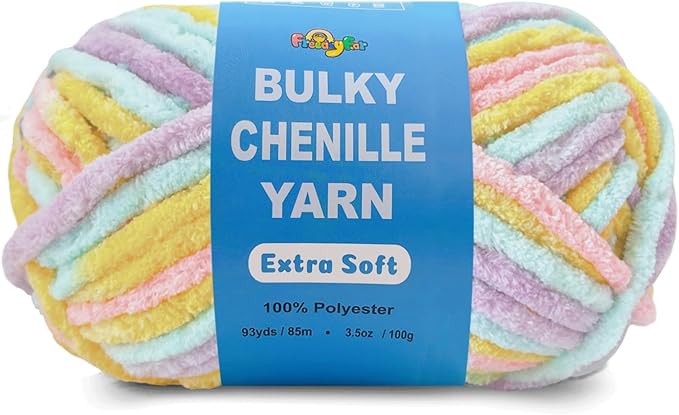 Soft Velvet Yarn Chenille Yarn for Crocheting and Knitting – Bulky (93 Yards/100g) - Polyester - Yarn for Blanket Amigurumi Weaving Crafts (Sunshine Mix, 1 Pack)