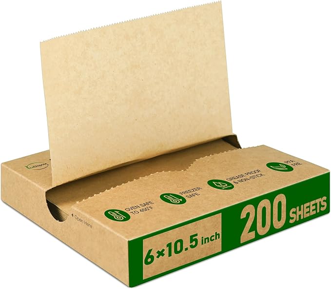 EcoDispose Precut POP UP Deli Paper Sheet Pack of 200, Interfolded Heavy Paper for Food Wrap and Serving (6" x 10-1/2",Kraft)