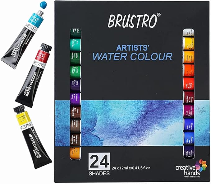 BRUSTRO Artists' Watercolour Set of 24 Colours X 12ML Tubes