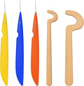 Ceramic Tool Set with 3 Folding Pottery Needle Tools & 2 Wooden Pottery Throwing Tools – for Clay Trimming, Pottery Rim Forming, Detail Carving, Edge Smoothing, Pottery Shaping