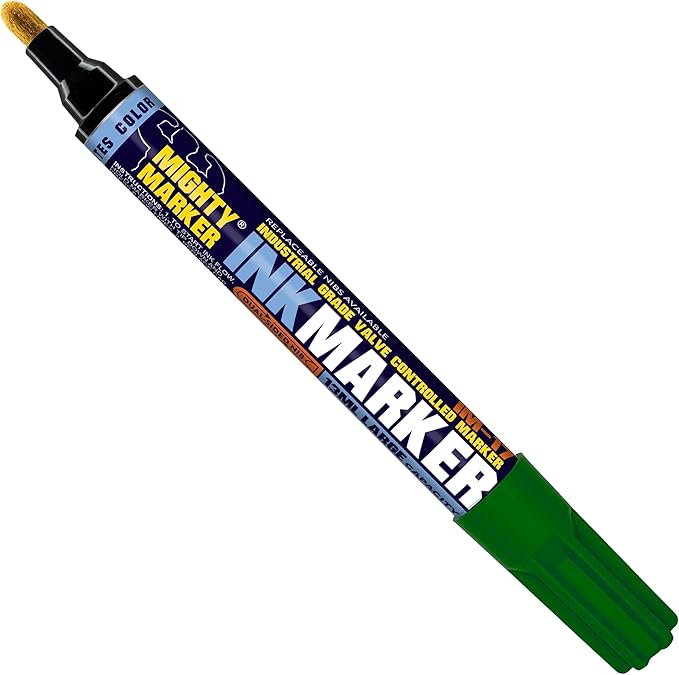 IM-17 Ink Marker, Dual Tip, 13ml Alcohol-Based Permanent Ink, Waterproof Fade & Abrasion Resistant, Valve Action, 6 Bonus Tips, Manufactured in USA, 6 Pack (Green)