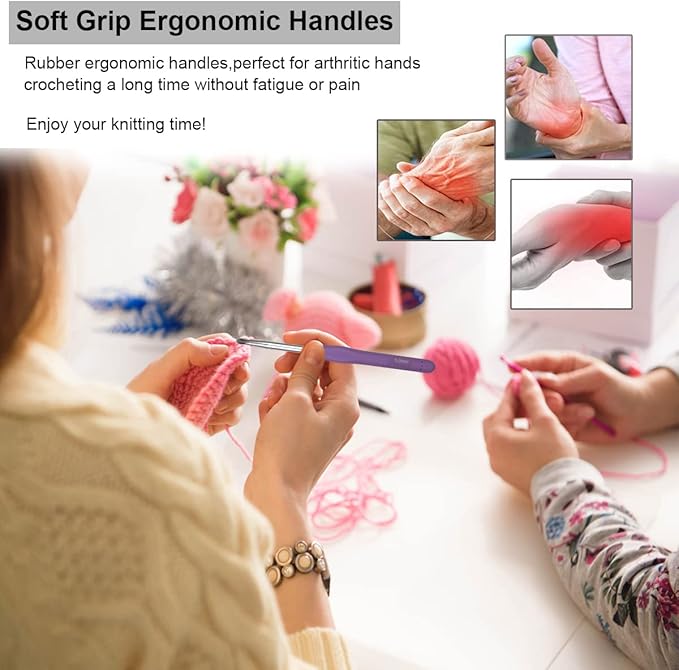 Mdoker Size M/13(9mm) Crochet Hook,Extra Long Crochet Hooks for Arthritic Hands,Ergonomic Grip Soft Handles for Beginners and Experiecced Crochet Lover,Comfortable/Easy to Use