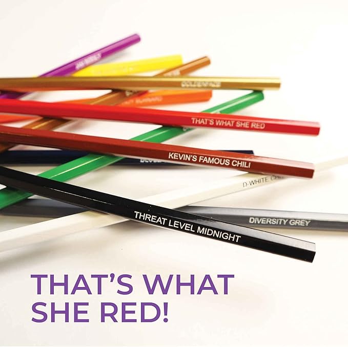 The Office TV Show-Inspired Colored Pencil Set - 12 Parody Pencils for Fans - Foil-Stamped Quotes from The Office - Funny Humor Supplies - Assorted Colors | Ideal for Collectors & Artists