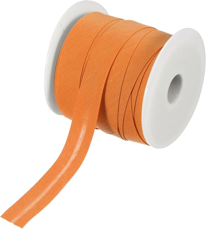 MECCANIXITY 3/4 Inch Single Fold Bias Tape Polyester Continuous Bulk Bias Tape Roll for Sewing, Seaming Quilting Hemming Binding Crafts (Orange 25 Yards)