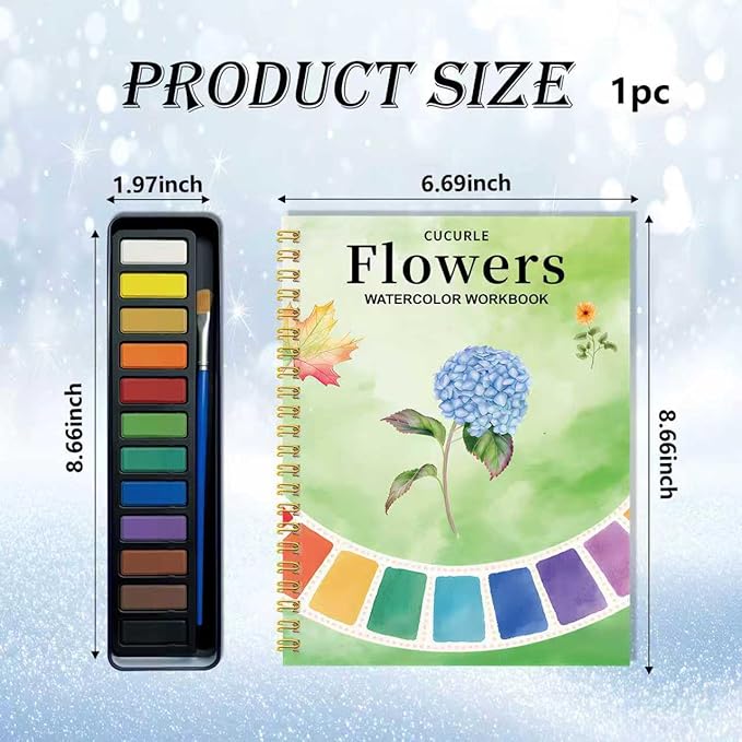 Beginner Watercolor Workbook with 12 Colors - Watercolor Paint Book & Art Gift for Beginners and Adults (Hydrangea)