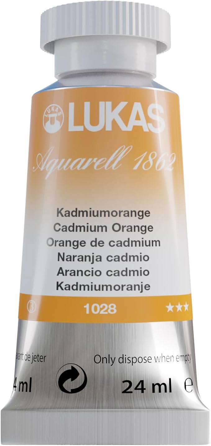 Lukas 1862 Aquarell Artists' Watercolor Tubes, Cadmium Orange 24 ml - Vibrant Professional Grade Watercolor Paint - Easy-to-Wet, Intense Color, Long-lasting - Ideal for Professional Watercolorists