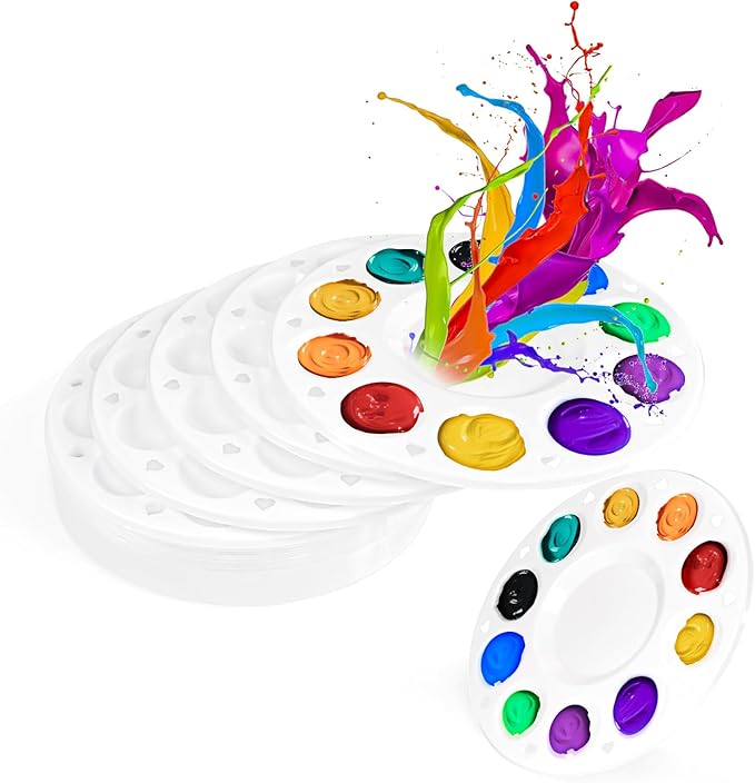Cute Plastic Paint Tray Palettes with Heart-Shaped Cutouts - Perfect for Artists, Craft Enthusiasts and Hobbyists, Durable and Reusable Paint Pallets for All Your Creative Needs (28, 6.32IN-White)