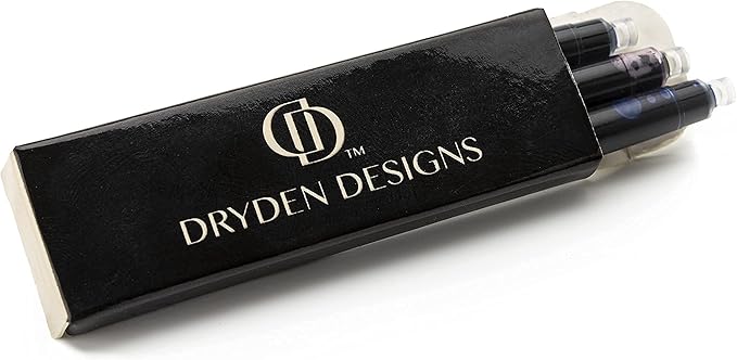 Dryden Designs Fountain Pen. Medium Nib Premium Box | 6 Ink Cartridges Included (Decadent Purple)