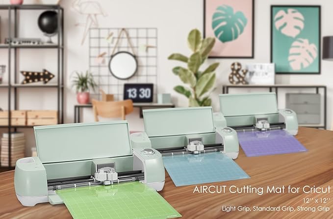 AIRCUT Light Grip Cutting mat for Cricut Maker 3/Maker 4/Maker/Explore 3/4/Air 2/Air/One(12x12 Inch, 3 Mats) Light Adhesive Sticky Blue Quilting Cricket Cutting Mats Replacement Accessories for Cricut