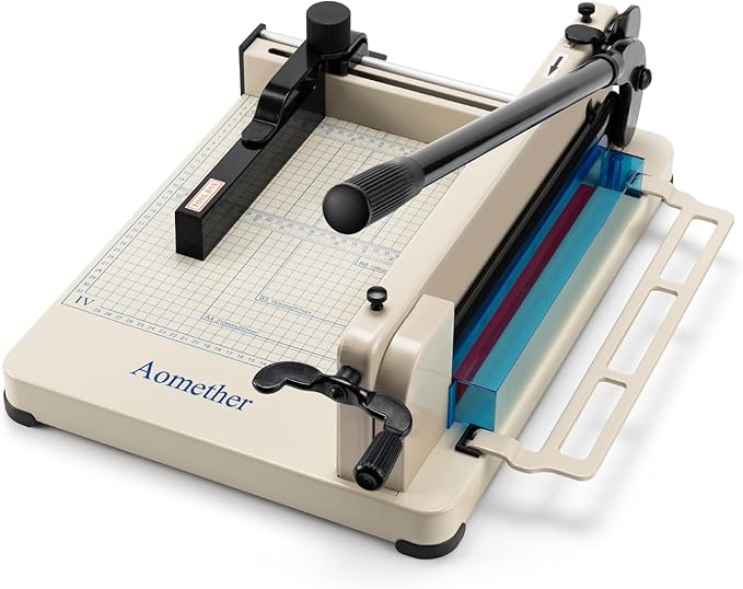 12" Heavy Duty Guillotine Paper Cutter - 400 Sheet Precision Cutting, Safety Lock Blade & Rapid Stack Processing for Office/School, Solid Steel Construction