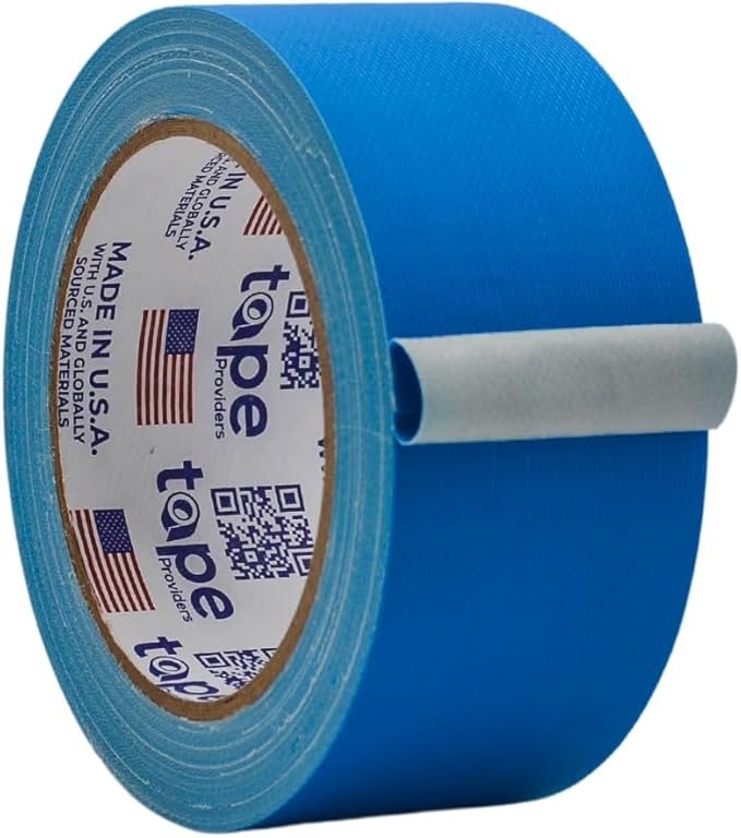 WOD GTC12 Gaffer Tape, Light Blue Low Gloss Finish Film, 2 inch x 60 ft. Residue Free, Non Reflective Cloth Fabric, Secure Cords, Water Resistant, Photography, Filming Backdrop, Production