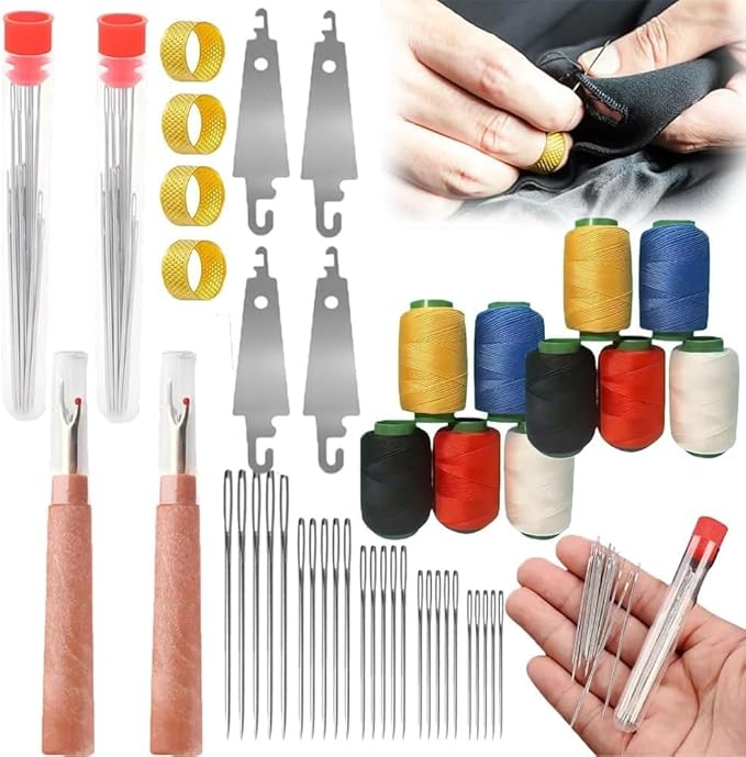 41PCS Big Eye Steel Sewing Needles Kit Stainless Needle for DIY Hand Supplies Portable Made Craft Thread Repair Tool Set for Beginners Professional Handicraft Enthusiasts Adult with Case