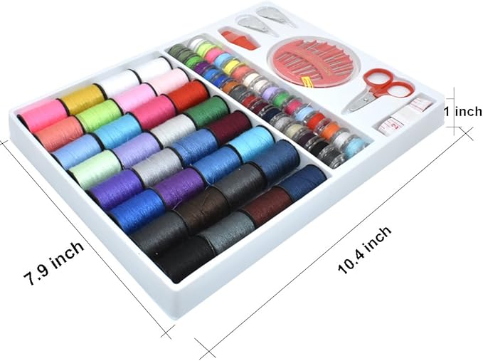 Sewing Kit with 100 Basic Sewing Accessories, 64 Spools of Thread Mini Sewing kit for Beginners,Traveller, Emergency, Whole Family to Mend and Repair
