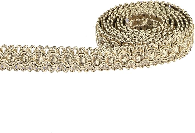 Gimp Braid Trim, 0.7 Inch / 10M(10.9 Yards) Fabric Trim for Curtains, Upholstery, Sewing, Hand DIY Crafts, Costume and Home Decorative（Bronze Gold）