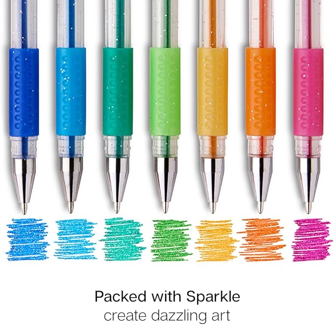 KINGART Glitter Rollerball Gel Pens, 50 Sparkling Colors with Soft-Grip Comfort, XL Ink Cartridge - More Ink, Great for All Ages, Writing, Coloring, Doodling, Scrapbooking, Journaling & More