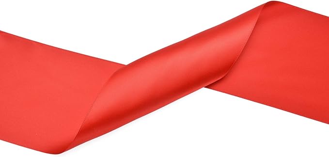 YAMA Double Face Satin Ribbon Roll - 4 inch Wide Solid Color Craft Ribbon, Great for Chair Sash,Making Bow, Sewing and Wedding Bouquet- 5 Yard/Spool, Red