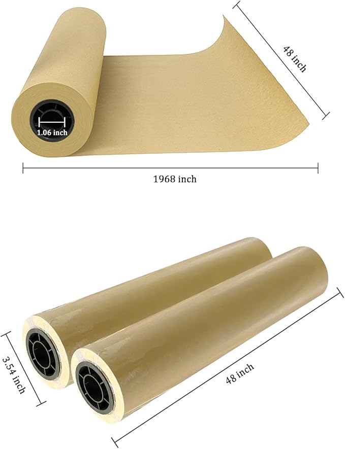 Butcher Paper Roll, 48" x 164ft, Brown Kraft, Unbleached & Unwaxed & Uncoated, Perfect for BBQ Smoker, Freezing, Grilling, Craft, Drawing, Gift Package, Table Cover