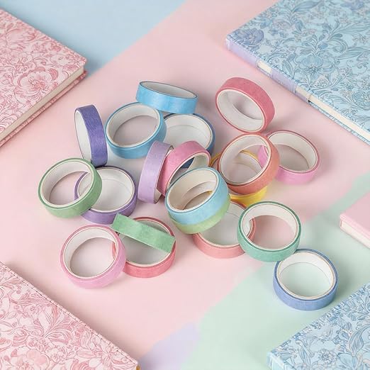 20 Rolls Washi Tape Set, Solid Color Decorative Tapes for Journals, Scrapbooking, Gift Wrapping, Decor & Crafts (Macaron)