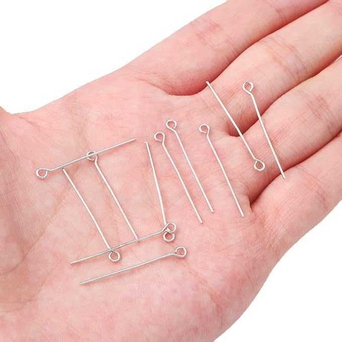 Platinum Plated Open Eye Pins Non Tarnish 30mm 150pcs for Jewelry Making Findings