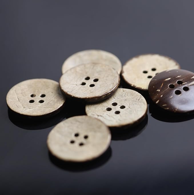 15mm Brown Natural Coconut Shell Buttons 3/5 inch 4 Holes Button Coconut Shell Buttons for Crafts Sewing Wooden Buttons for DIY Crafts 100PCS