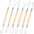 6 Pcs Clay Sculpting Tools Double-Sided Pottery Trimming Tool Wooden Handle Clay Carving Tools Pottery Trimming Tool Wire Loop Sculpture Set for Ceramic Carving