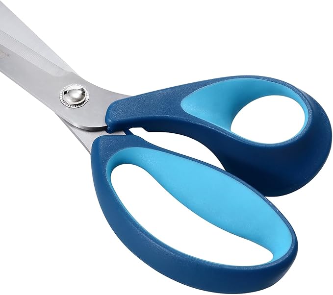 LIVINGO Fabric Sewing Scissors Set All Purpose - Heavy Duty Tailor Shears with Small Embroidery Thread Snips Sewing Kit for Home Crafting Cutting, 9.5" & 5" & 4.5", Blue Comfortable Handles